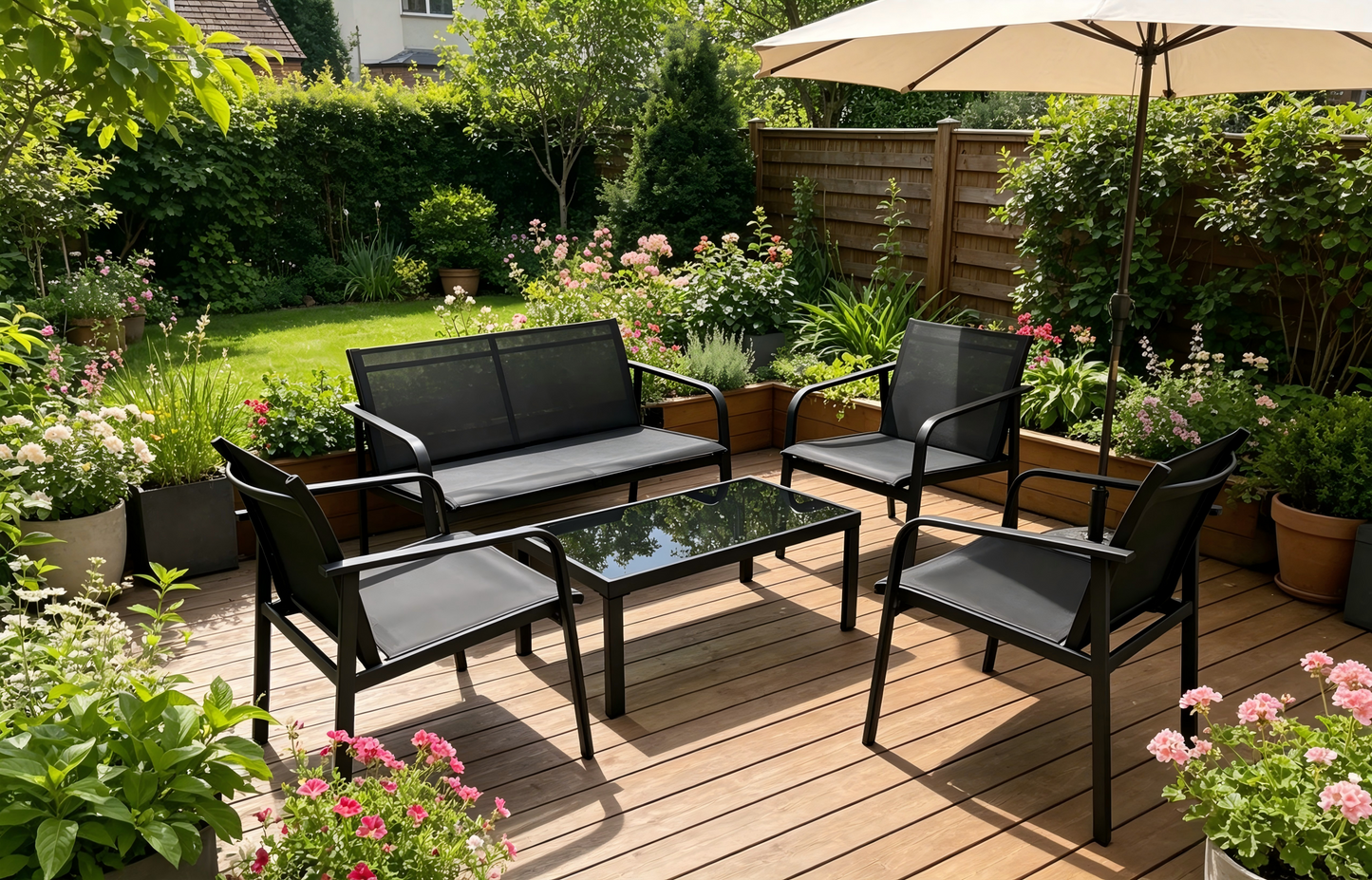JUEGO DE MESA ASIENTO NEGRO