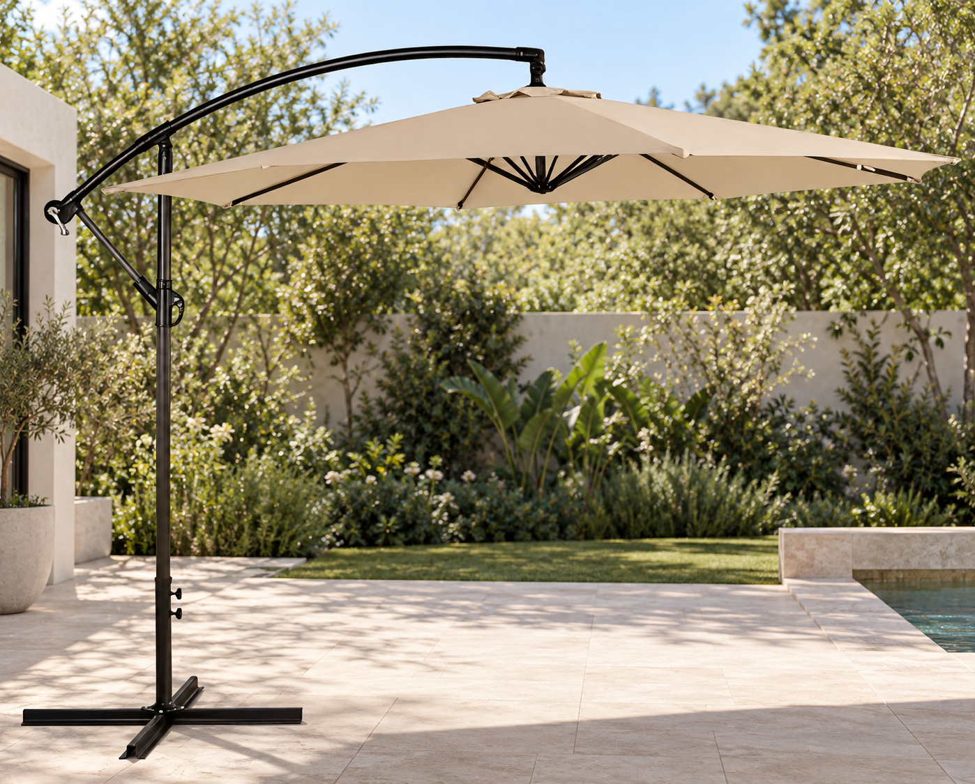 Sombrilla colgante beige