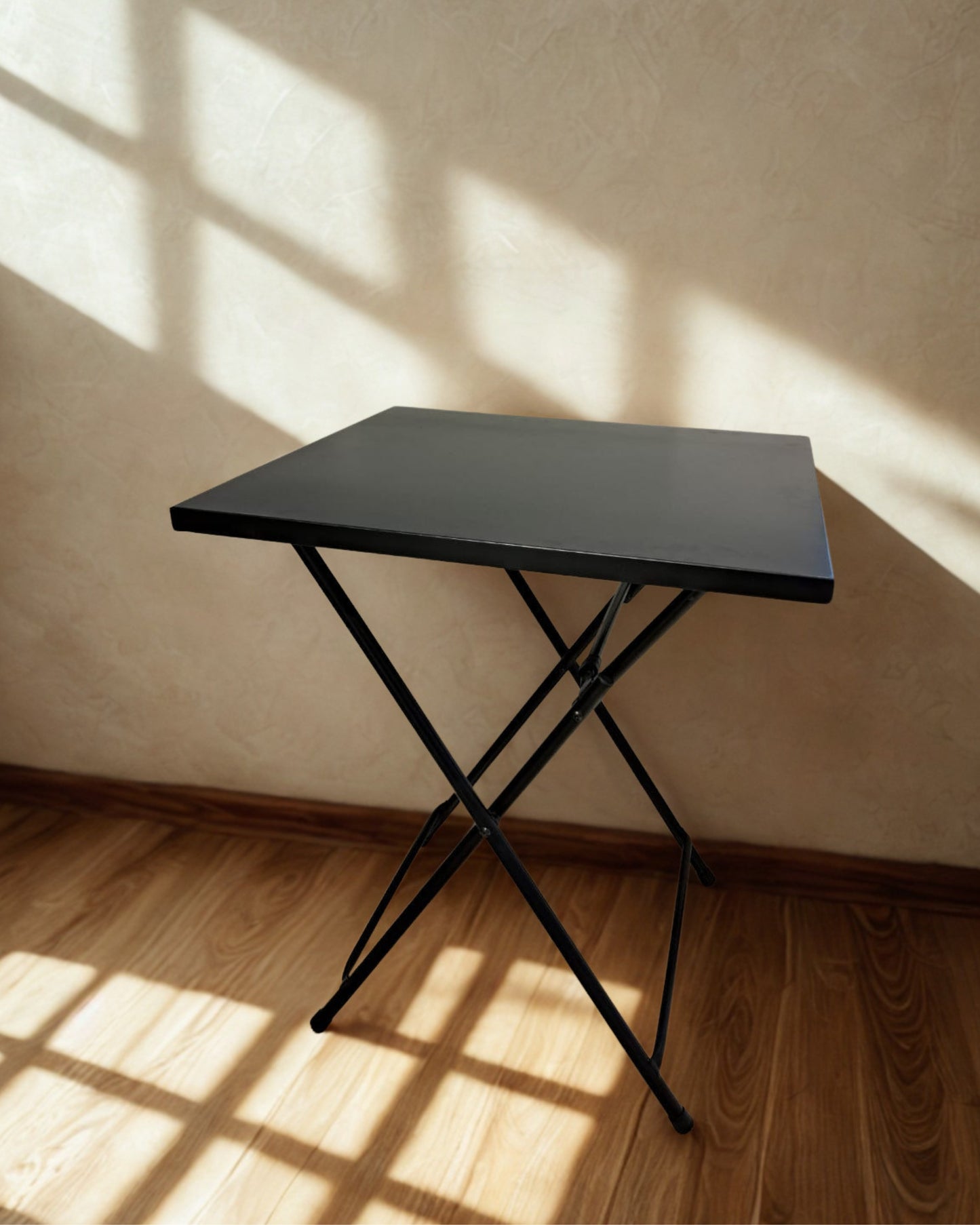 Mesa metal cuadrada negra - plegable