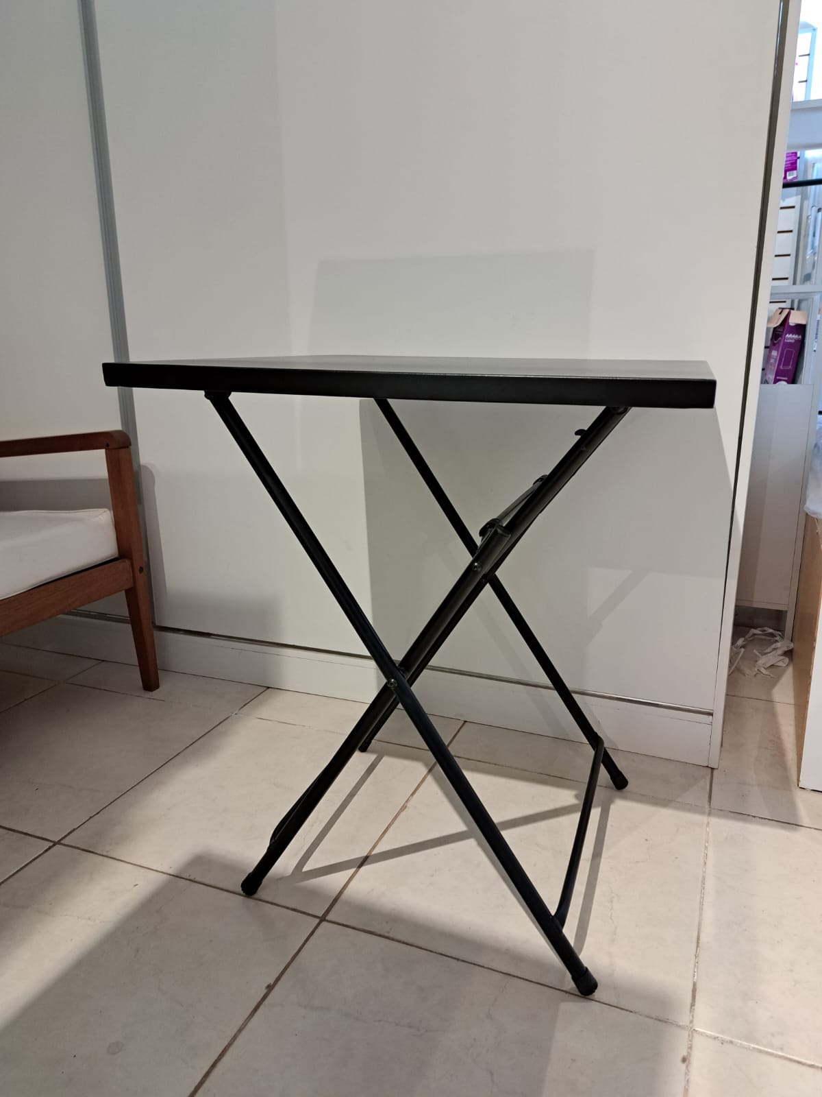 MESA METAL CUADRADA NEGRA 60X60 CM PLEGABLE
