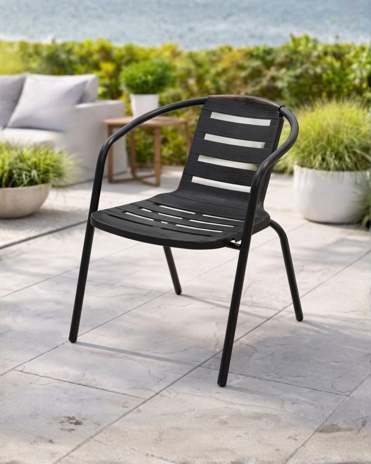 SILLA APILABLE CURVA NEGRA