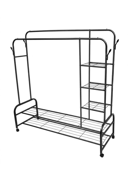 PERCHERO NEGRO CON RUEDAS 156X150 CM