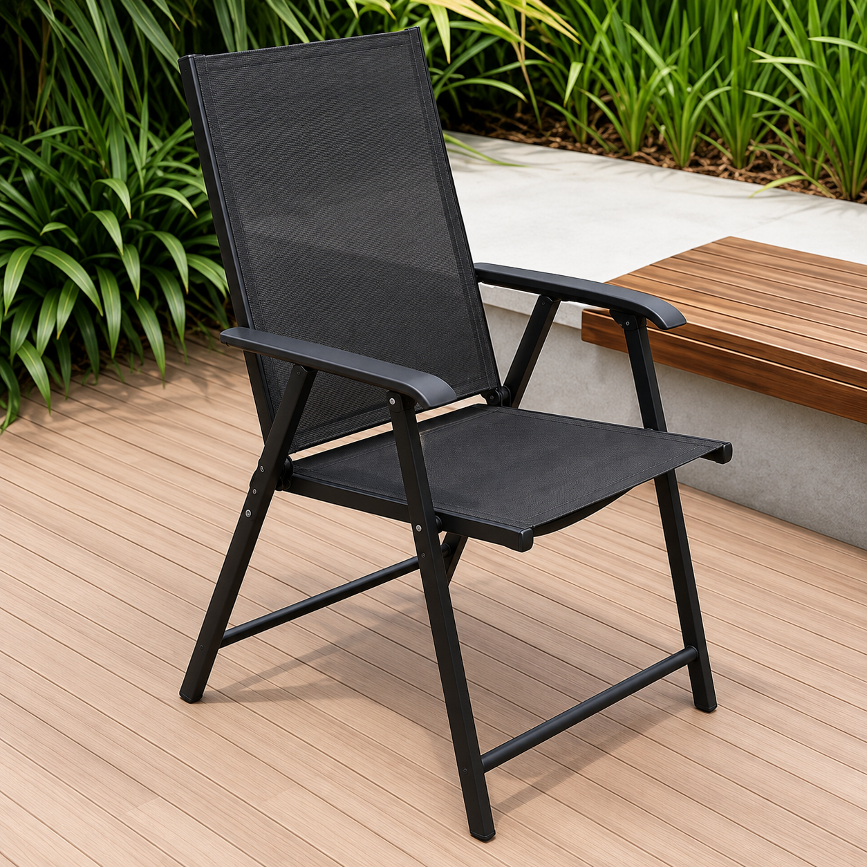 Silla plegable gris/negro