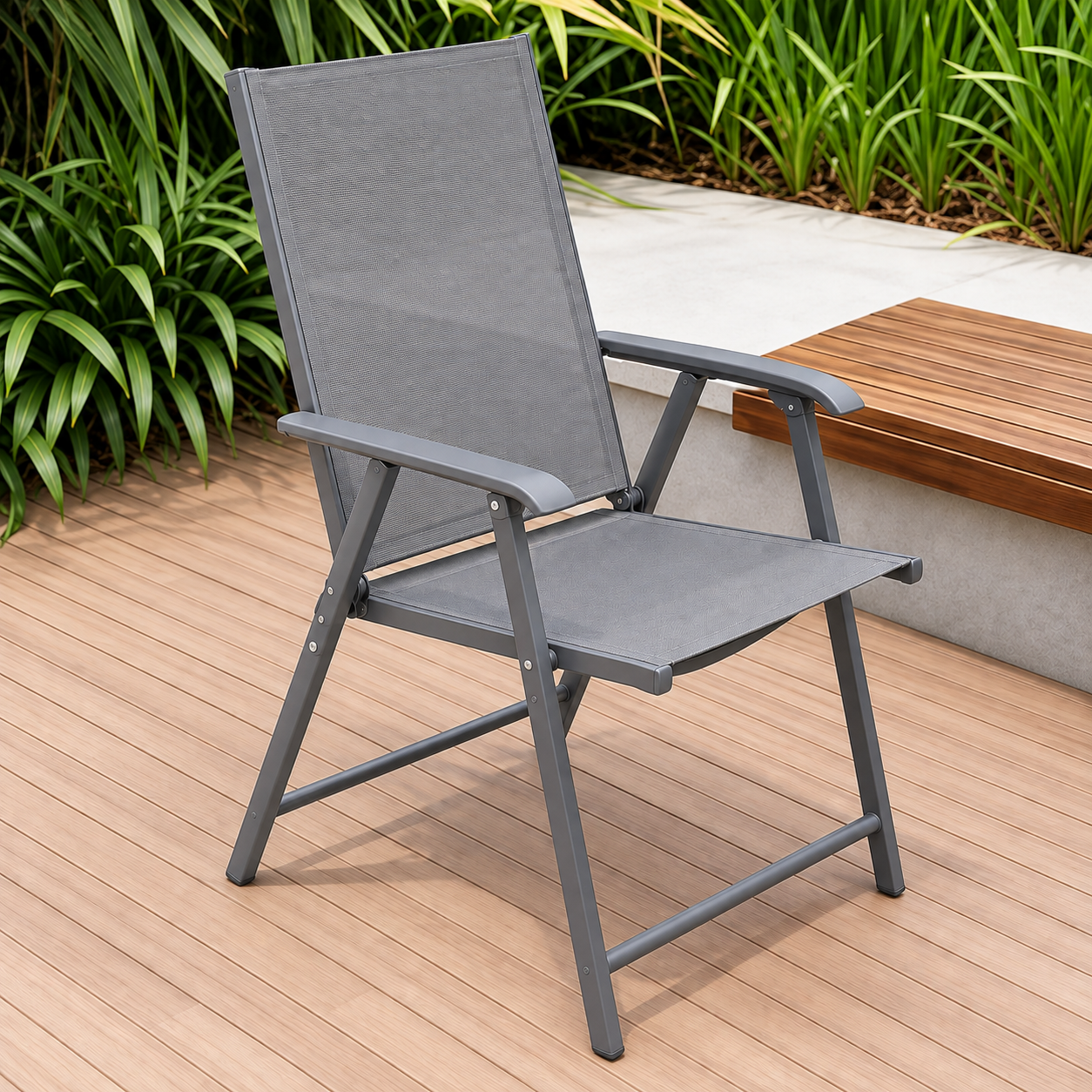 Silla plegable gris/negro